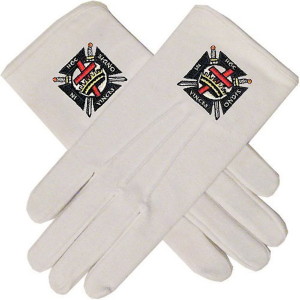 Hand Embroidered Knights Templar Masonic Gloves