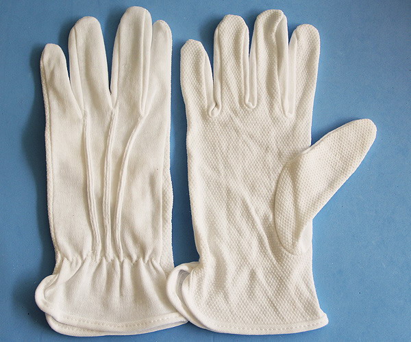 INTERLOCK COTTON GLOVES BLEACHED FOURCHETTES STYLE WITH MICRO PVC DOTS ...